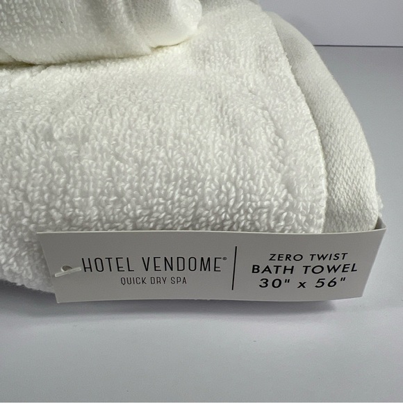 Hotel Vendome Bath Towel Set Luxury Cotton White 3 Pc Set Quick Dry Plush NEW - Picture 2 of 9